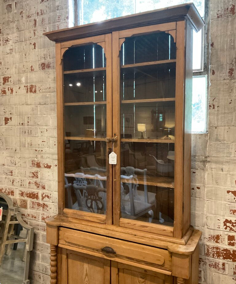 Tall Antique Cabinet w/ Glass Doors 44"W x 15"D x 89"T