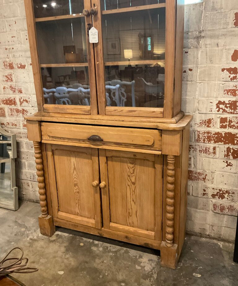 Tall Antique Cabinet w/ Glass Doors 44"W x 15"D x 89"T