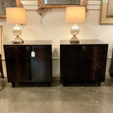Pair Of Oly Studio Snakeskin Laquer Nightstands 28"W x 19.5"D x 28.5"H
