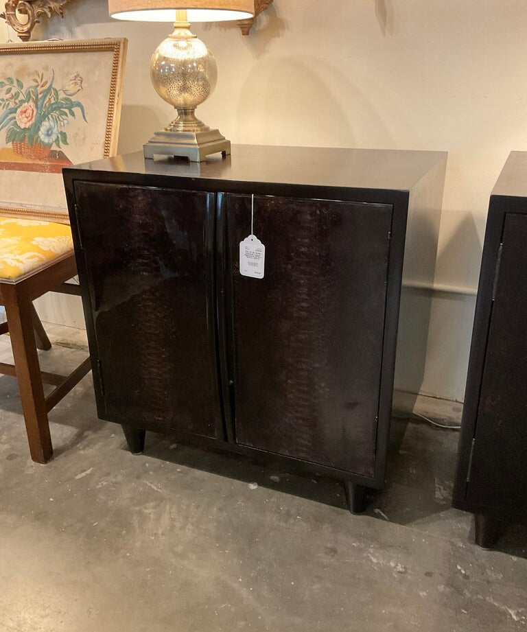 Pair Of Oly Studio Snakeskin Laquer Nightstands 28"W x 19.5"D x 28.5"H