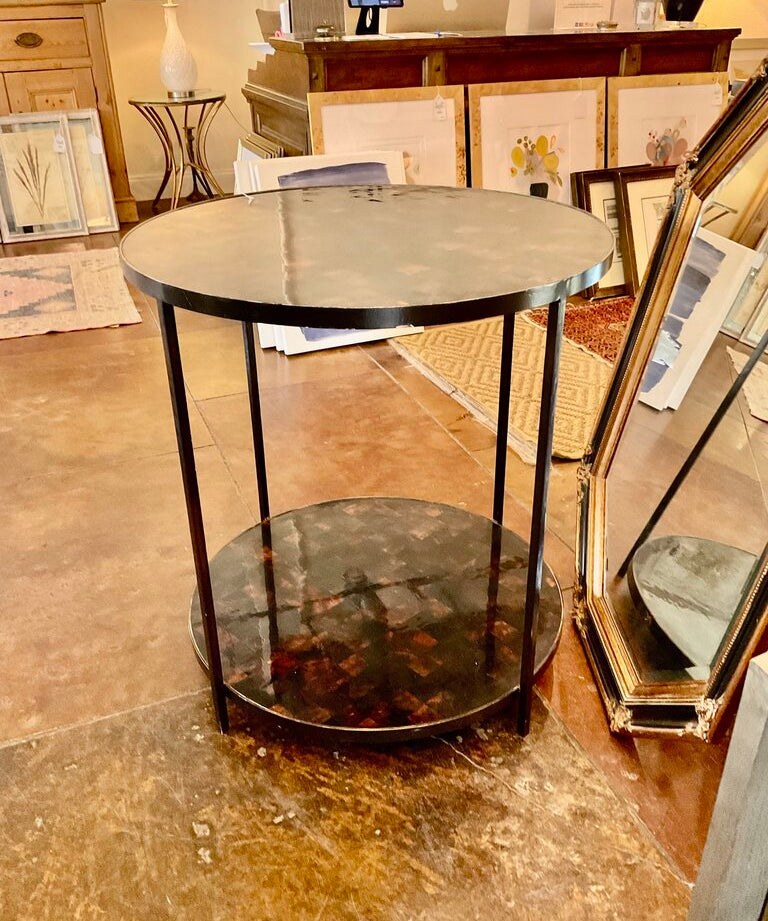 Oly Studio Jonathan Side Table w/ Dark Shell Top 28"D x 30"T