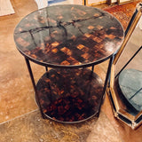 Oly Studio Jonathan Side Table w/ Dark Shell Top 28"D x 30"T