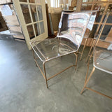 Set of Six Gabby Penelope Acrylic Chairs w/ Gold Frame 31" T x 19" W x 22"D