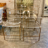 Set of Six Gabby Penelope Acrylic Chairs w/ Gold Frame 31" T x 19" W x 22"D