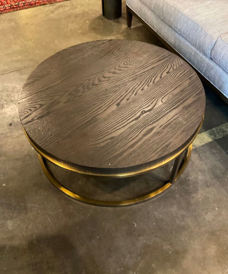 Restoration Hardware Nicholas Round Coffee Table In Oak 36"Diam x 14"H