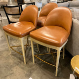 Set Of Three Hickory Chair Laurent Leather Counter Stools 20.5"W x 23"D x 35.5"T
