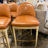 Set Of Three Hickory Chair Laurent Leather Counter Stools 20.5"W x 23"D x 35.5"T