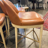 Set Of Three Hickory Chair Laurent Leather Counter Stools 20.5"W x 23"D x 35.5"T