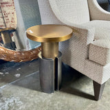 Modern Round Gold Top Accent Table 13"Diam x 21"T