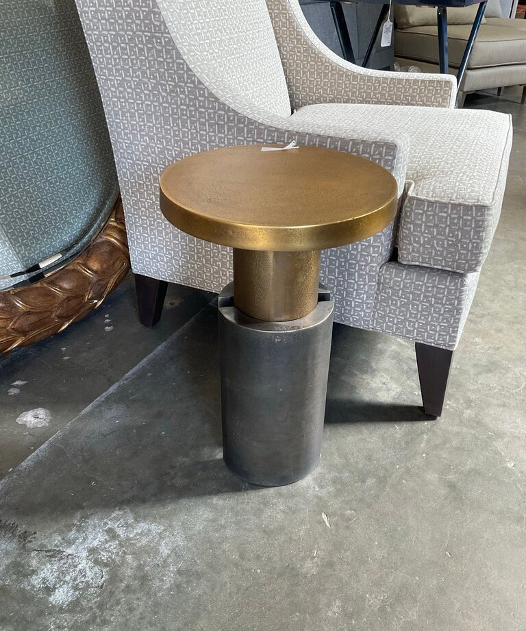Modern Round Gold Top Accent Table 13"Diam x 21"T