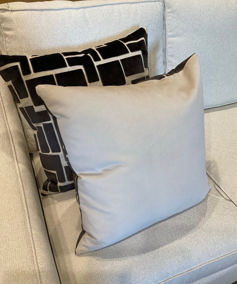Pair Of D.V. Kap Cut Velvet Charcoal Grey Pillows 20" x 20"