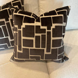 Pair Of D.V. Kap Cut Velvet Charcoal Grey Pillows 20" x 20"
