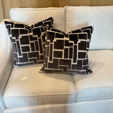 Pair Of D.V. Kap Cut Velvet Charcoal Grey Pillows 20" x 20"