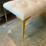 Global Views Stiletto Cowhide Leather Bench With Gold Metal Legs 61.75"L x 19"D x 20"T