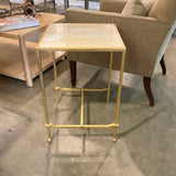 Accent Table With Stone Top And Gold Washed Metal Legs 16" x 16" x 24"H