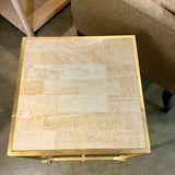 Accent Table With Stone Top And Gold Washed Metal Legs 16" x 16" x 24"H