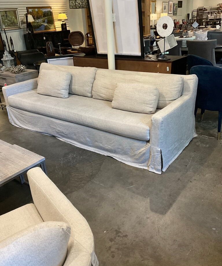 Restoration Hardware Sofa In Soft Grey Linen 108" W X 36"D X 24" T