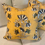 Pair Of New Acquisitions Pillows In Harvest Gold Lily Flower 22" x 22"