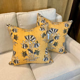Pair Of New Acquisitions Pillows In Harvest Gold Lily Flower 22" x 22"