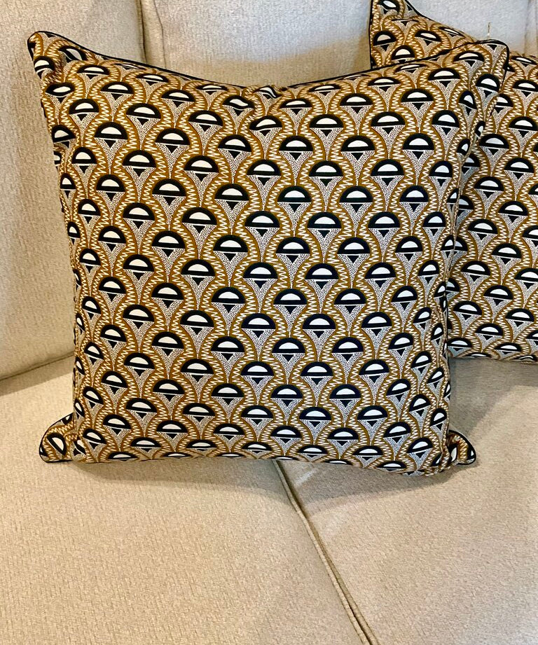 Pair Of New Acquisitions Pillows In Amberlino Fabric 22" x 22"