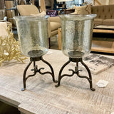 Pair Of Large Hurricane Candle Holders 14.5"T x 8"Diam