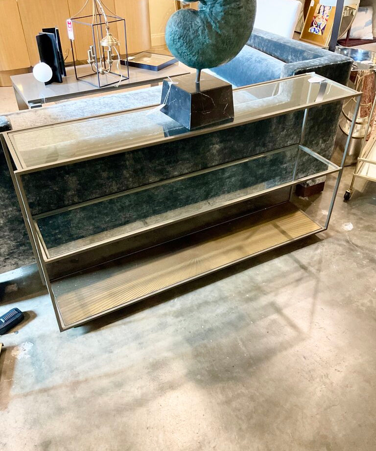 Pottery Barn Metal And Glass Console Table 55"L x 12"D x 31"H