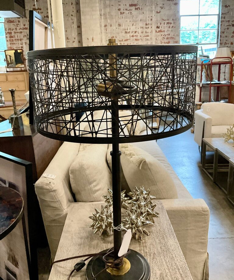 Metal Table Lamp 27" tall to Finial x 15.5"Diam Shade