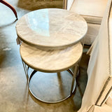 Bernhardt Tiffen Nesting Tables With Marble Tops 24" x 24" x 25.5"T Small 20" x 20" x 24"T