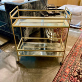 Glass And Gold Metal Bar Cart 28"L x 14" D x 32"T