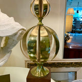 Vintage Brass Cut Ball Lamp 36" T