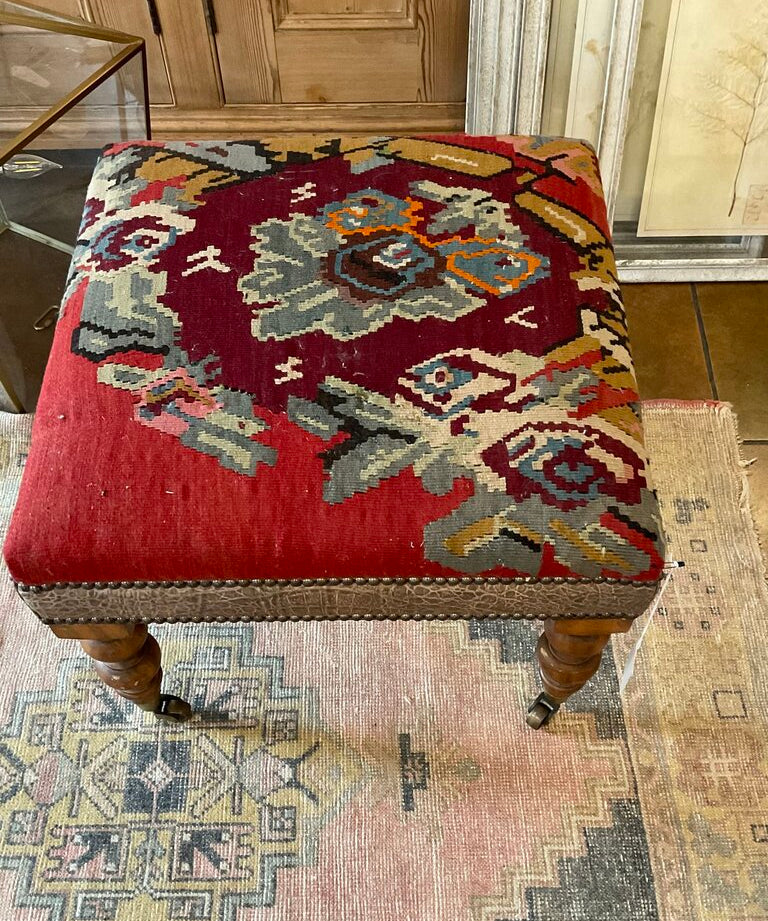 Kilim Covered Ottoman 22" x 22" x 17"