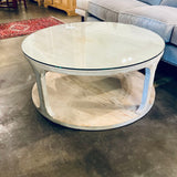 Round Coffee Table With Glass Top 40"Diam x 17.5"T