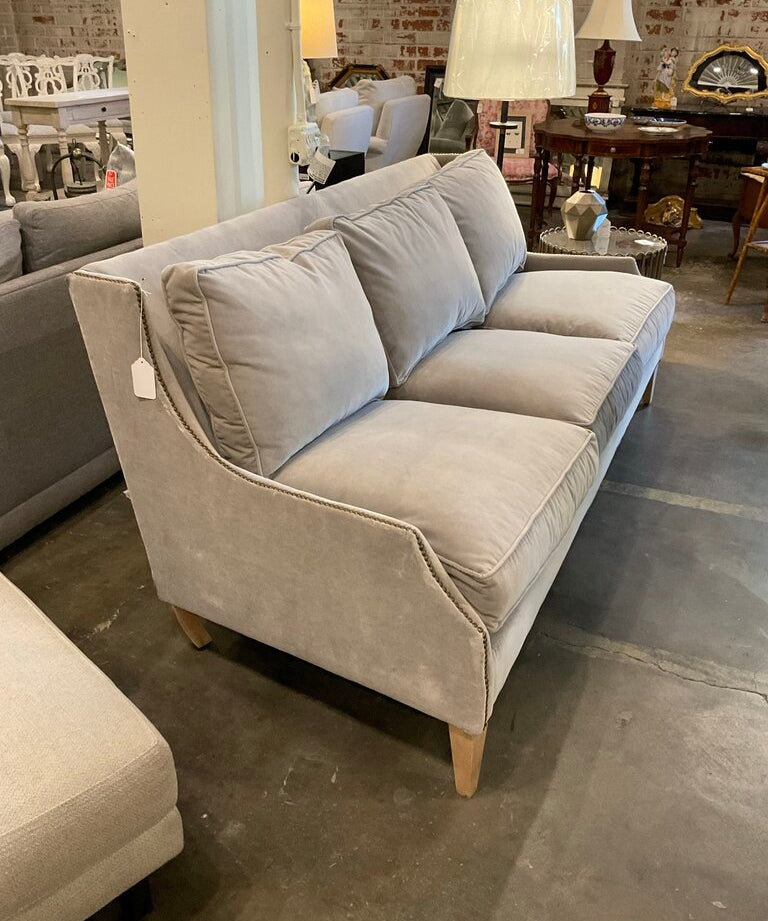Robin Bruce Grey Velvet Sofa 77"L x 34"D x 36"T