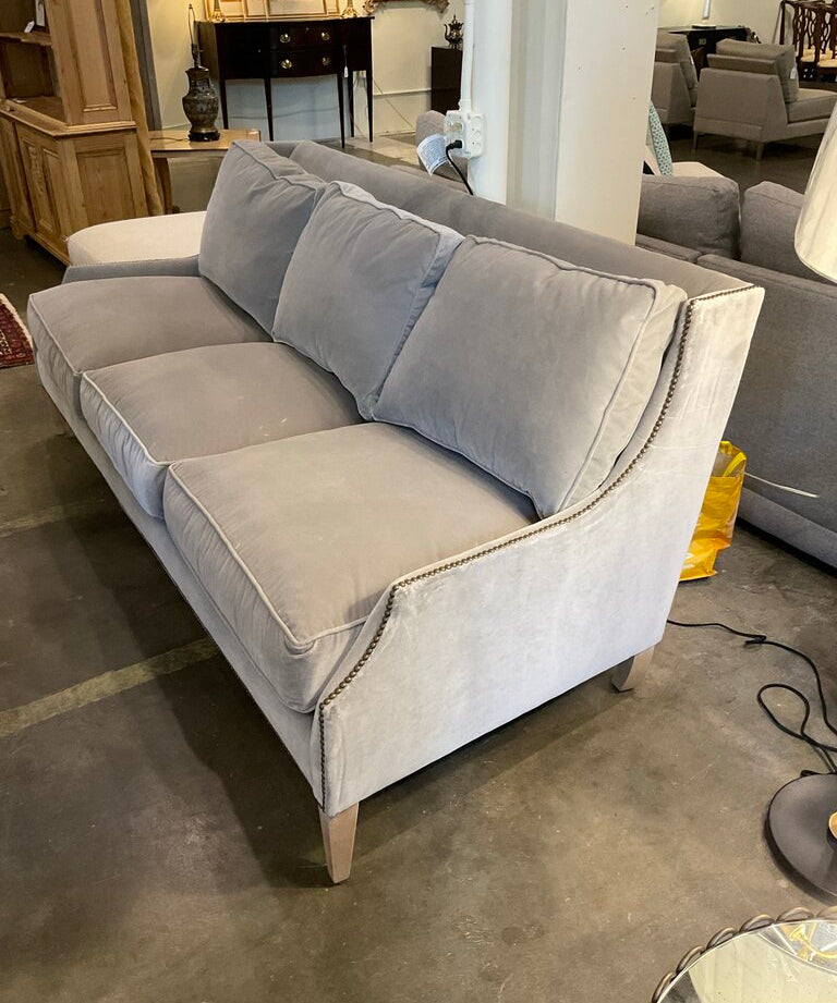 Robin Bruce Grey Velvet Sofa 77"L x 34"D x 36"T