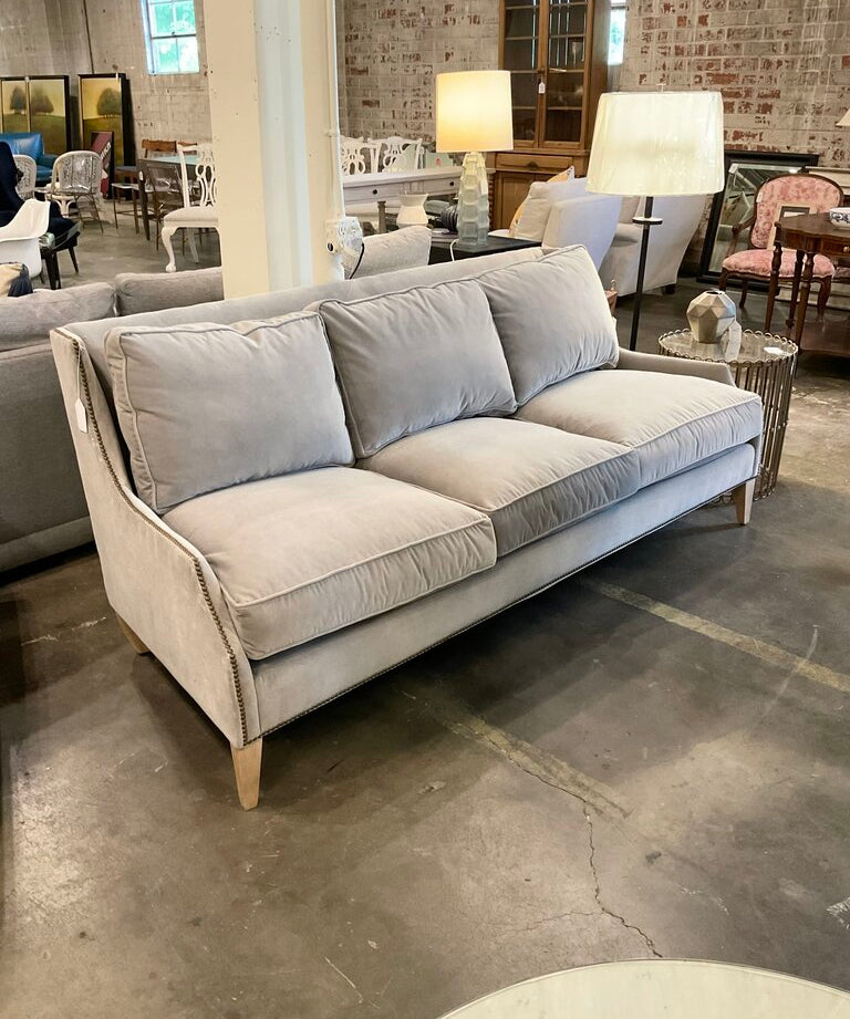 Robin Bruce Grey Velvet Sofa 77"L x 34"D x 36"T