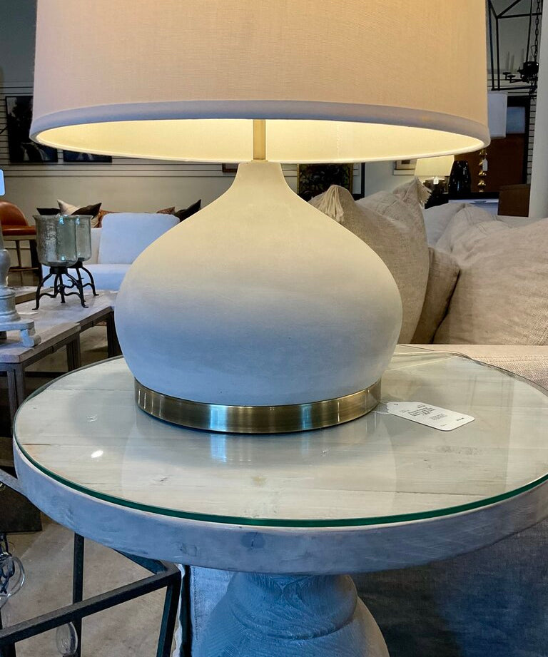 Pair Of Selene Concrete Lamps 23"To Finial 11"Diam