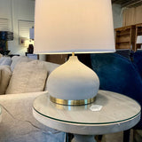Pair Of Selene Concrete Lamps 23"To Finial 11"Diam