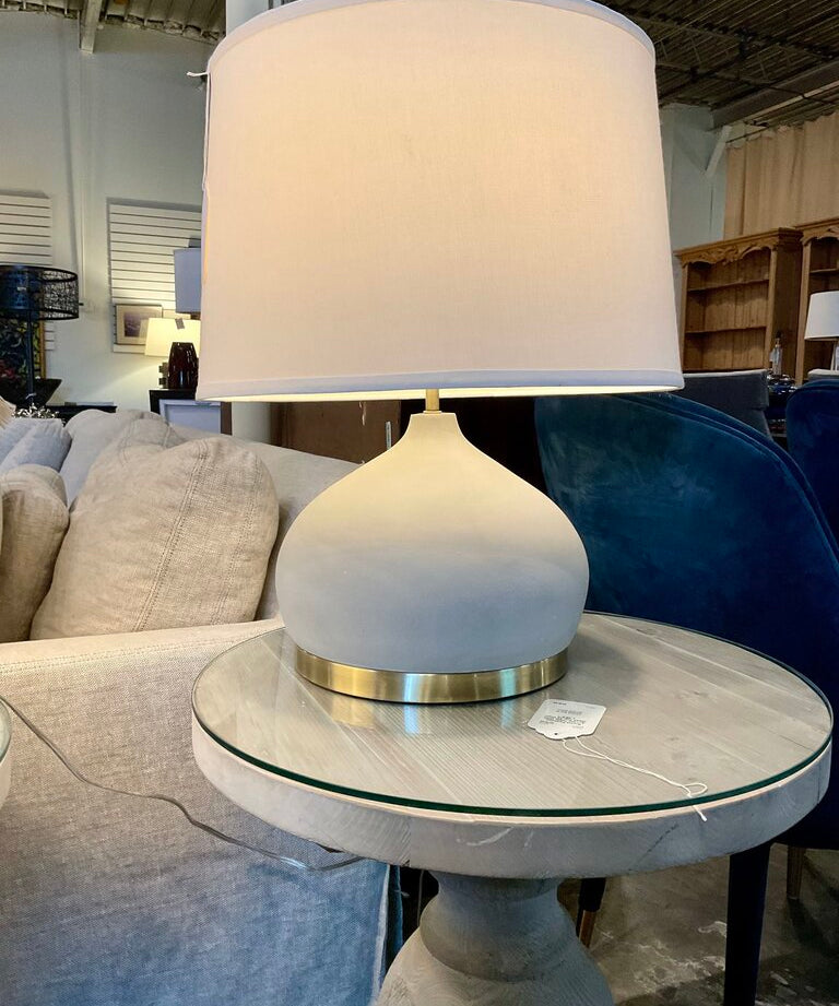 Pair Of Selene Concrete Lamps 23"To Finial 11"Diam