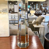 Pair Of Regina Andrews Cut Glass Tapered Hex Lamps/ Flaw on one / 32"to Finial