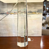 Pair Of Regina Andrews Cut Glass Tapered Hex Lamps/ Flaw on one / 32"to Finial