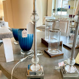 Pair of 30" Cysral and Chrome Lamps