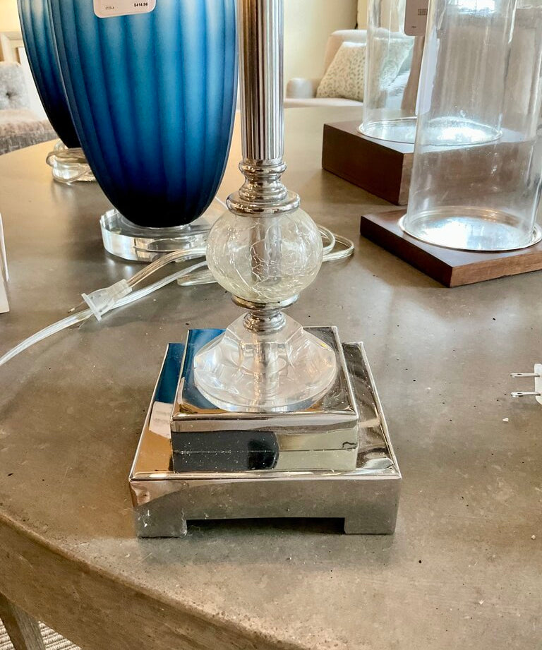 Pair of 30" Cysral and Chrome Lamps