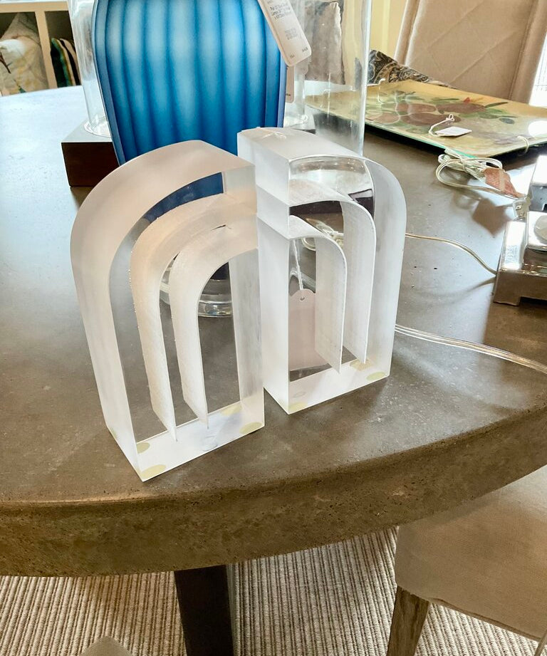Pair of 1970s Herb Ritts Co Astrolite Lucite Bookends