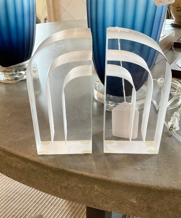 Pair of 1970s Herb Ritts Co Astrolite Lucite Bookends