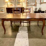 French Parquet Top Expanding Dining Table 70" W X 43"D X 29.5" T (120" W with Leaves)