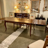 French Parquet Top Expanding Dining Table 70" W X 43"D X 29.5" T (120" W with Leaves)