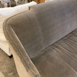 Theodore Alexander Grey Velvet Sofa w/ Nailhead Trim 84"L x 32"D x 30"T