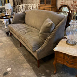 Theodore Alexander Grey Velvet Sofa w/ Nailhead Trim 84"L x 32"D x 30"T