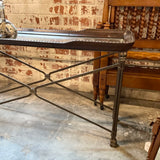 Iron Base Console Table w/ Bronze & Glass Top 53.5" W x 16.5"D x 31.5"T