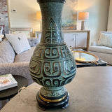 Manner of James Mont Chalkware Table Lamp in Patinated Bronze Finish 38" T